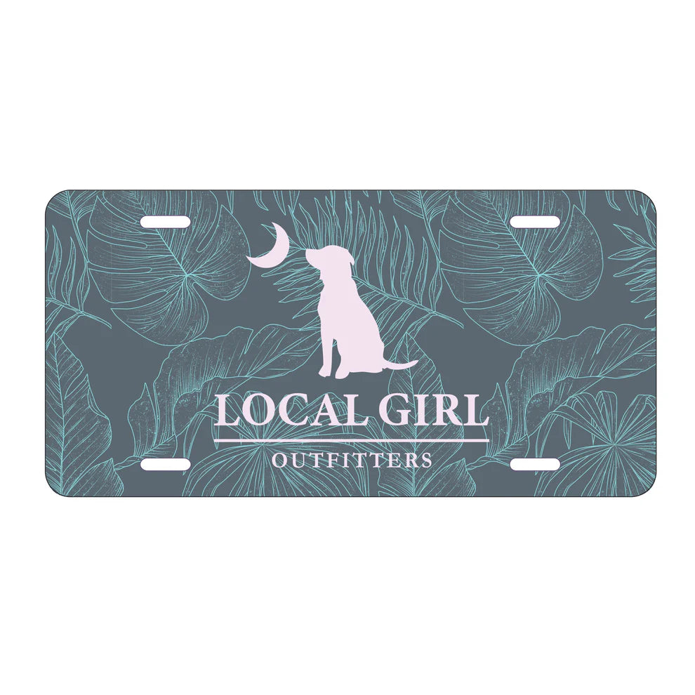 LG Pink Localflage Dog & Moon License Plate - Blue
