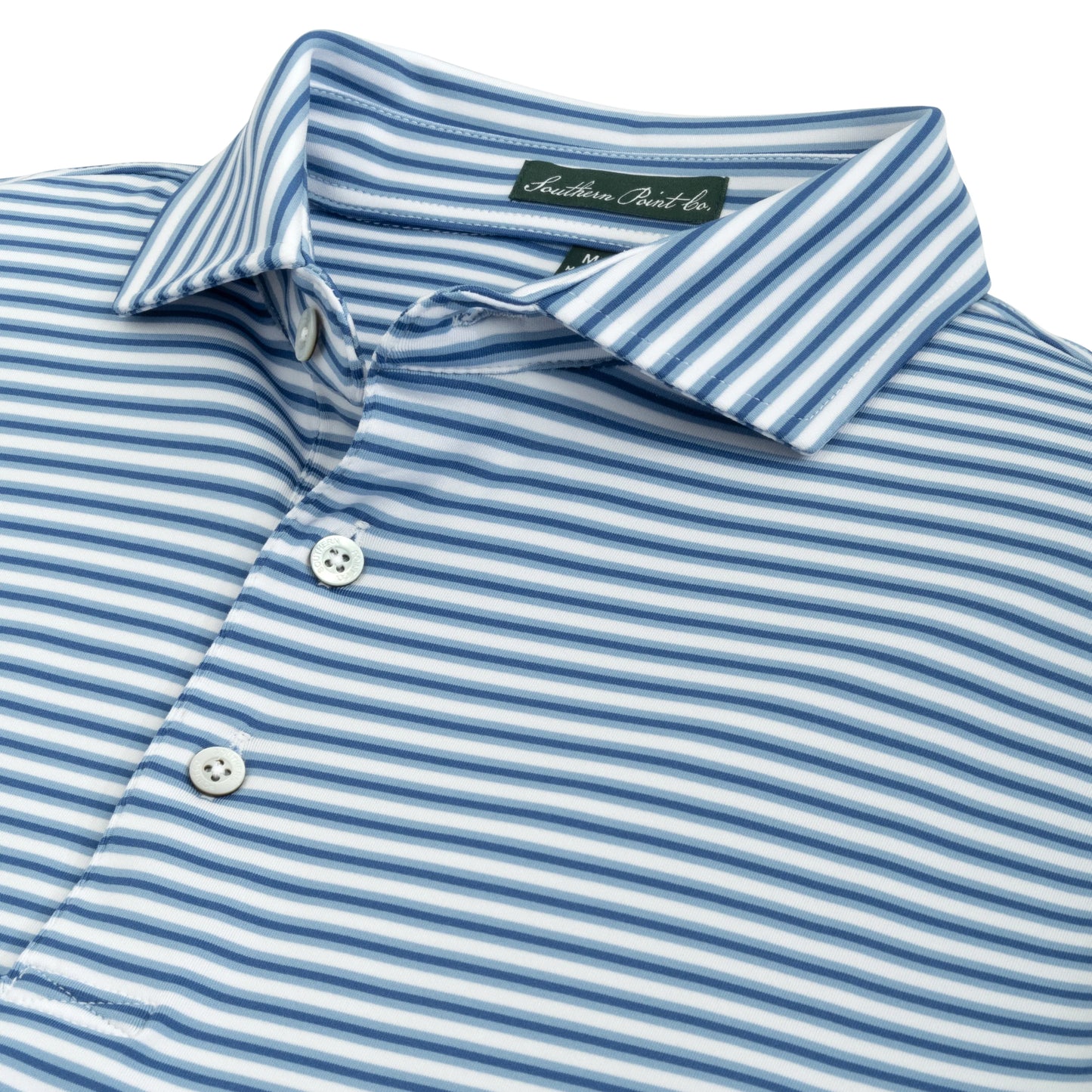 Gulf Stream Stripe Polo - Dusty Blue