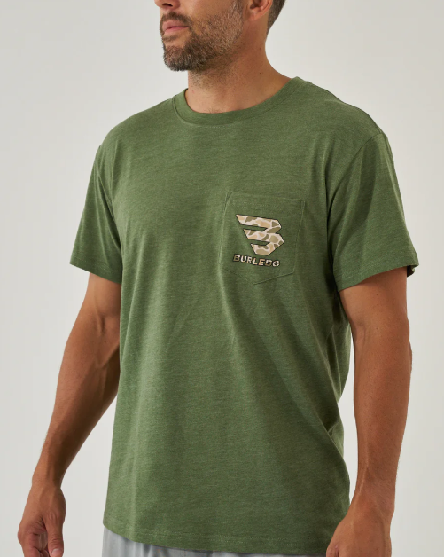 SS Tee - Mallard Camo Dog - Heather Olive