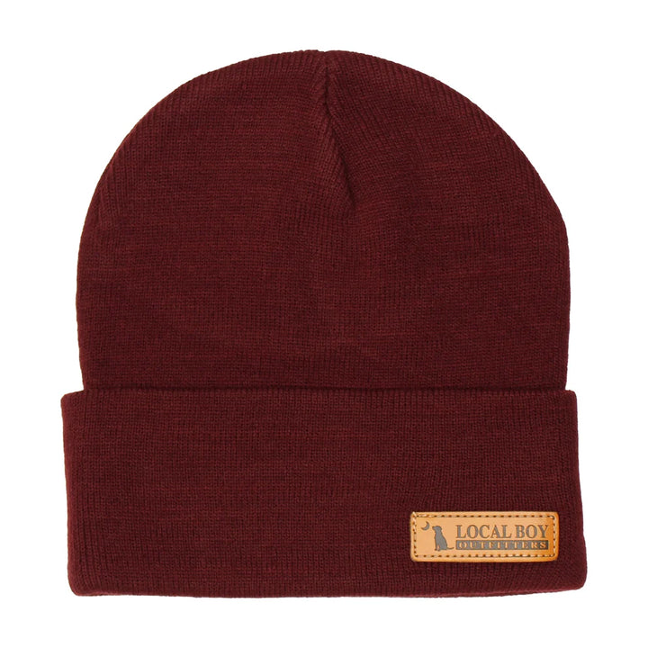 Leather Label Beanie - Garnet