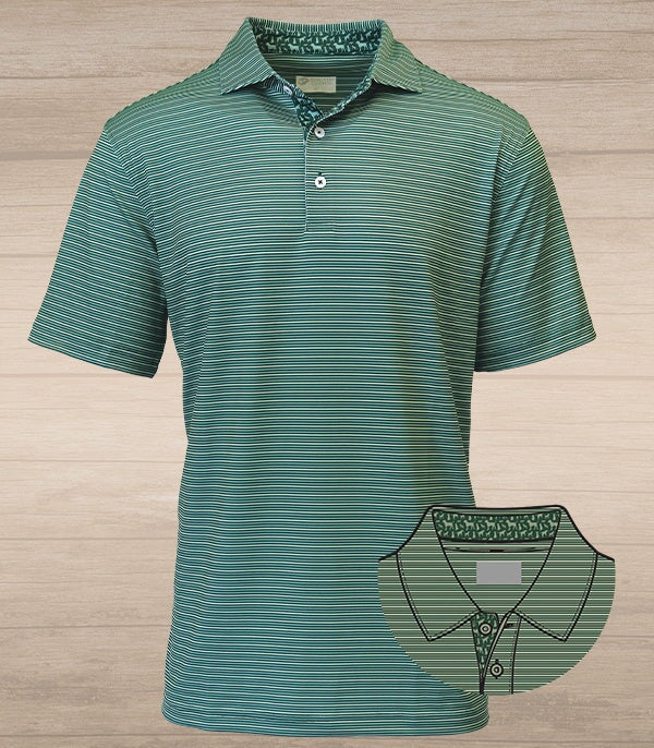 Glynn Stripe With Dogs Performance Polo – Forest & Sage
