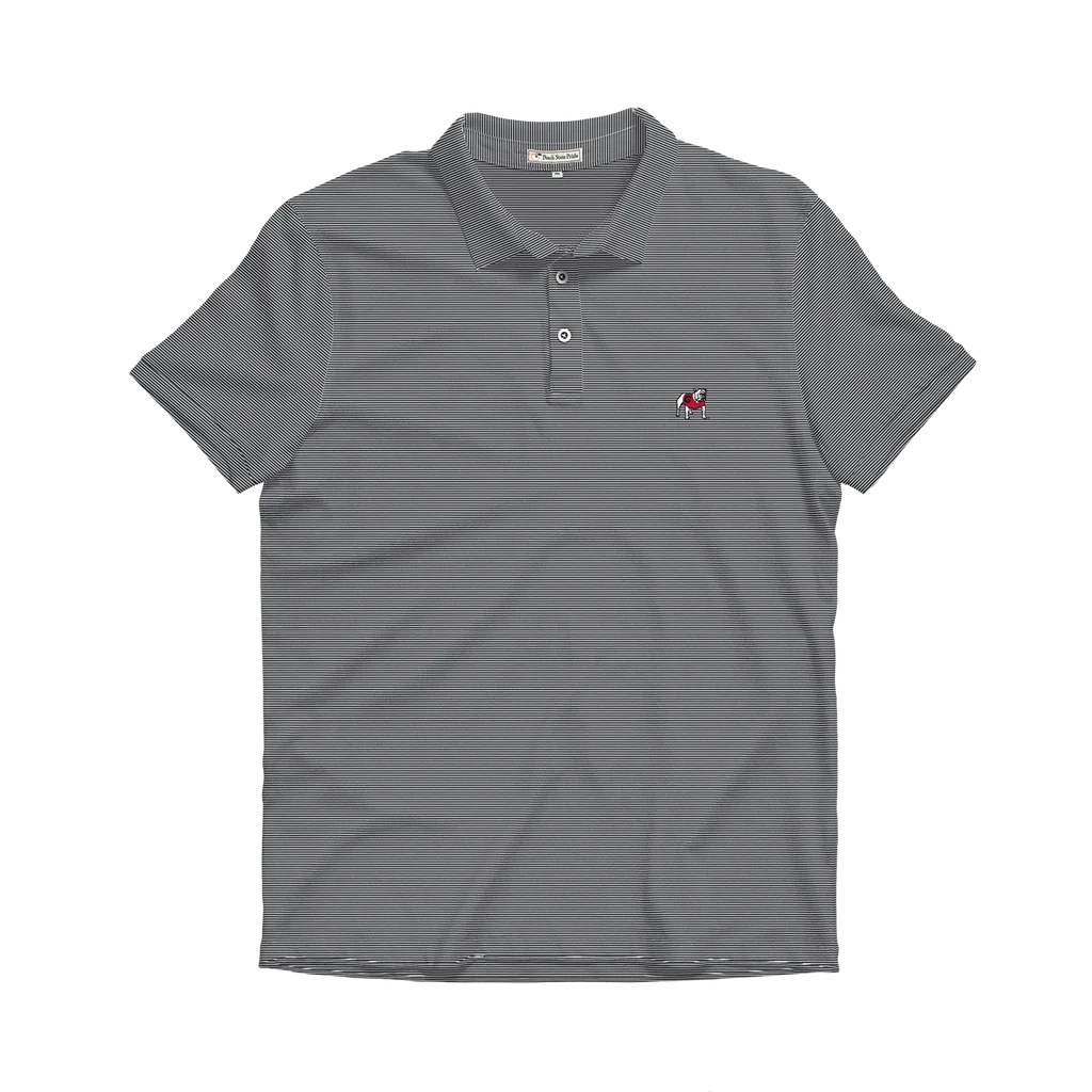 UGA Standing Dawg Heathered Knockout Performance Polo - Charcoal & White