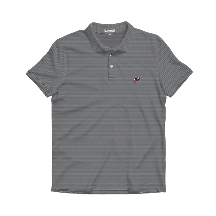 UGA Standing Dawg Heathered Knockout Performance Polo - Charcoal & White