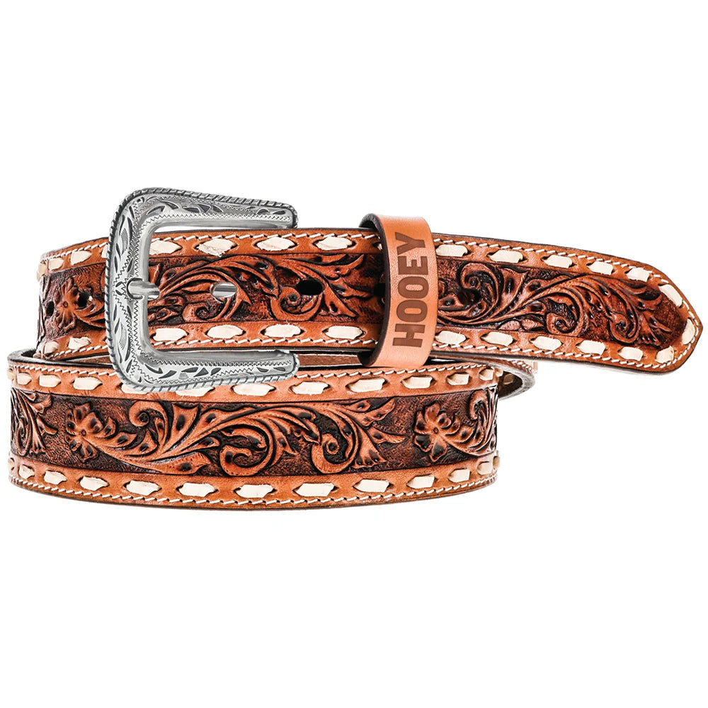 Tuff Hand Tooled Floral Filigree Natural / Ivory Belt