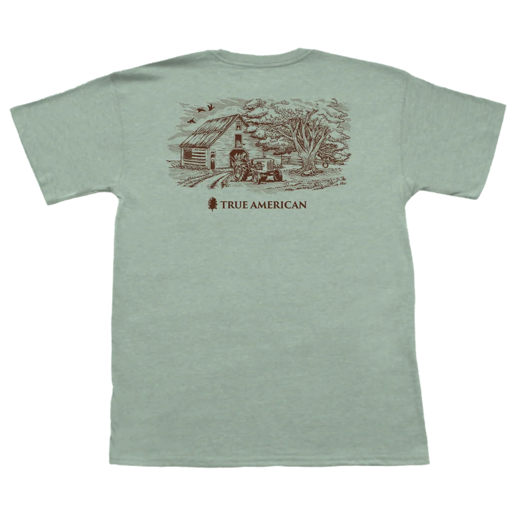 Heritage Farm Short Sleeve Pocket Tee - Heathered Sage