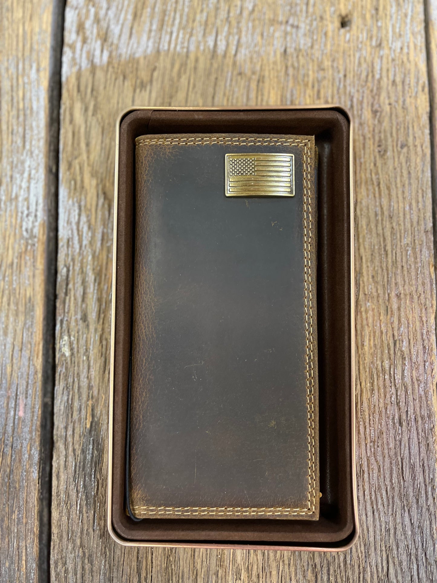 USA Flag Vintage Tan Roper Wallet
