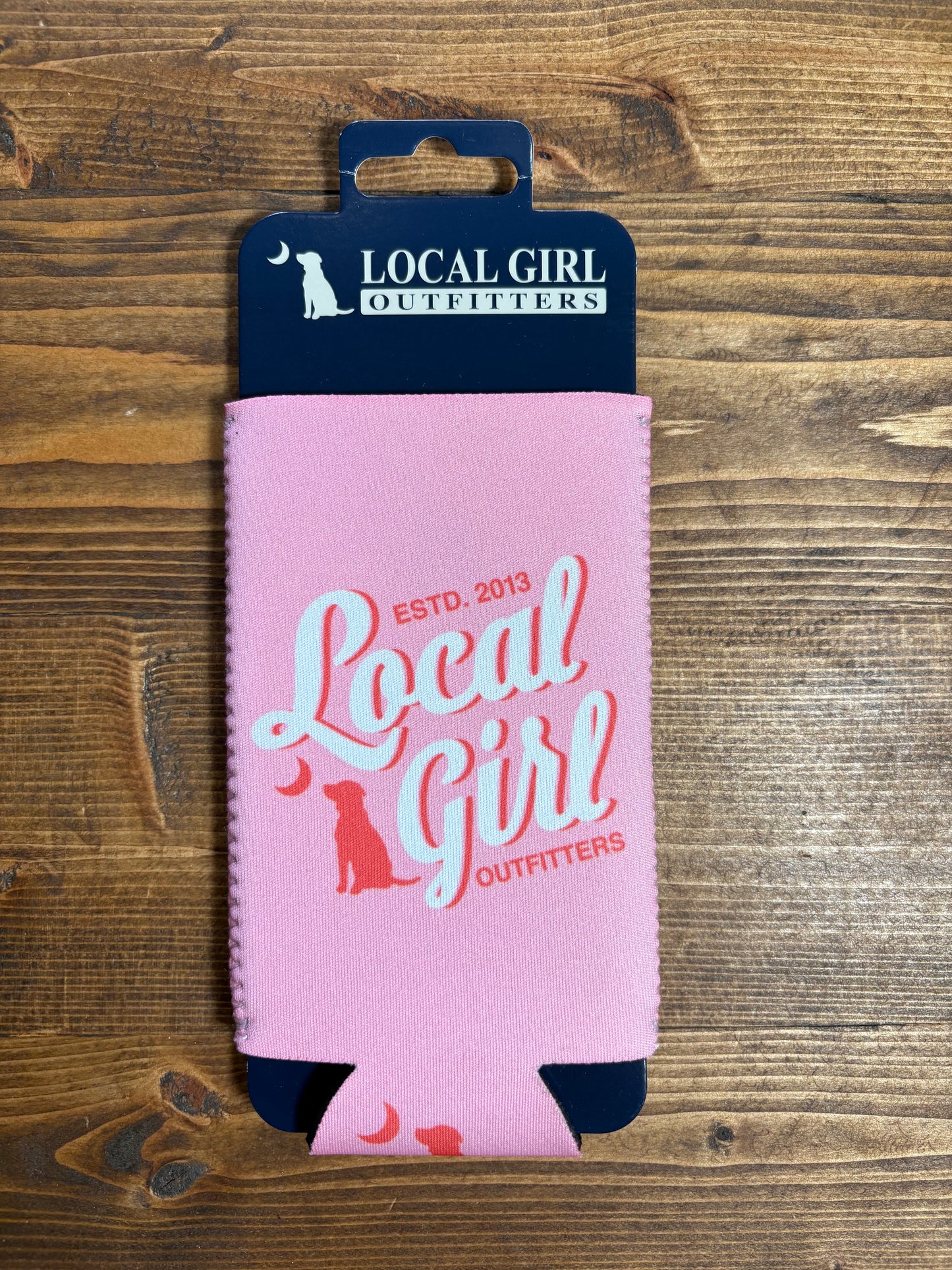 LG Stacked Script Slim Koozie - Baby Pink