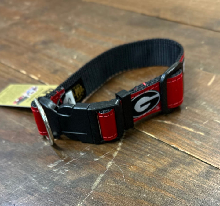 UGA Red/Black Oval G Adjustable Dog Collar