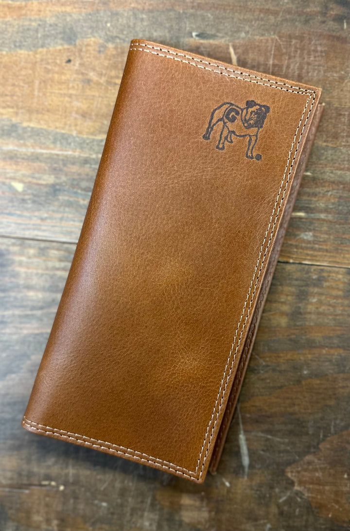 Tan Secretary Wallet - Embossed Standing Bulldog