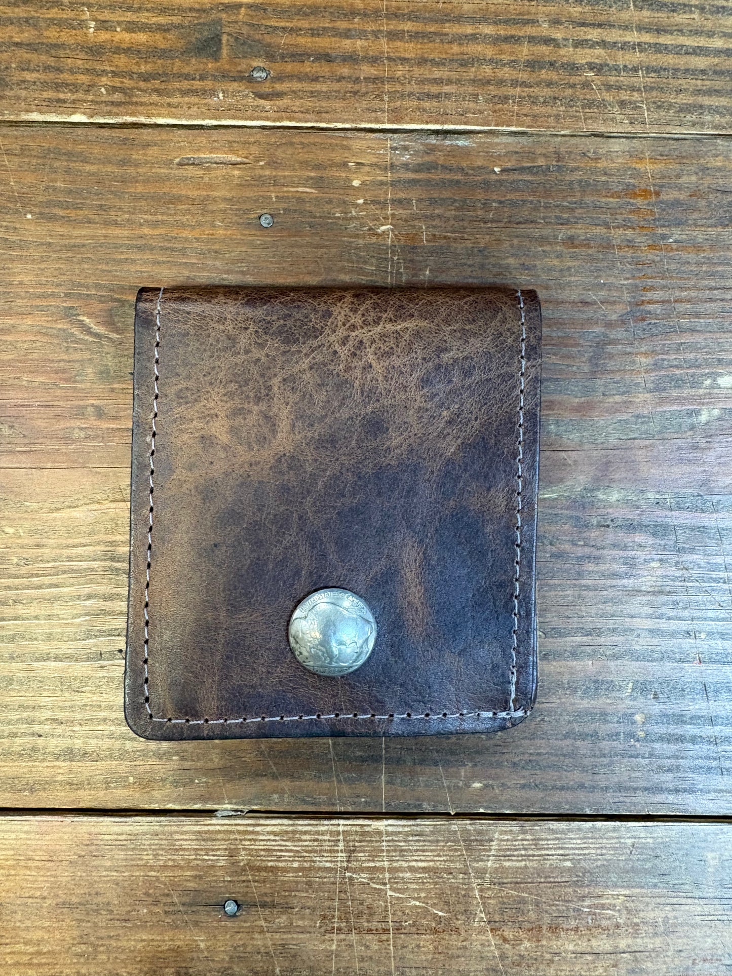 Bison Bifold Wallet- Wrinkled Brown
