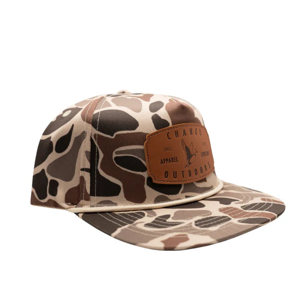 Old School Duck Camo Leather Patch Hat
