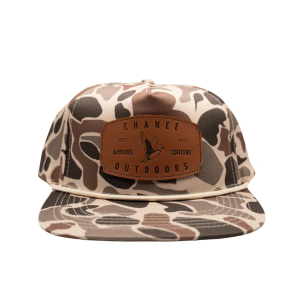Old School Duck Camo Leather Patch Hat