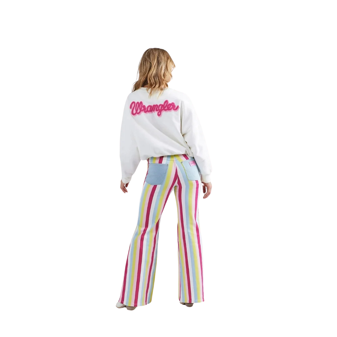 Wrangler Women's Barbie Striped High Rise Flare Jeans