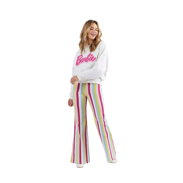 Wrangler Women's Barbie Striped High Rise Flare Jeans