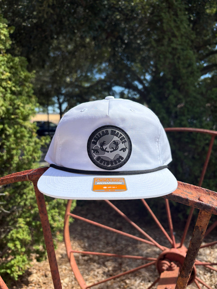 Outdoors PVC Circle Patch Hat - Gray Camo - White/Black
