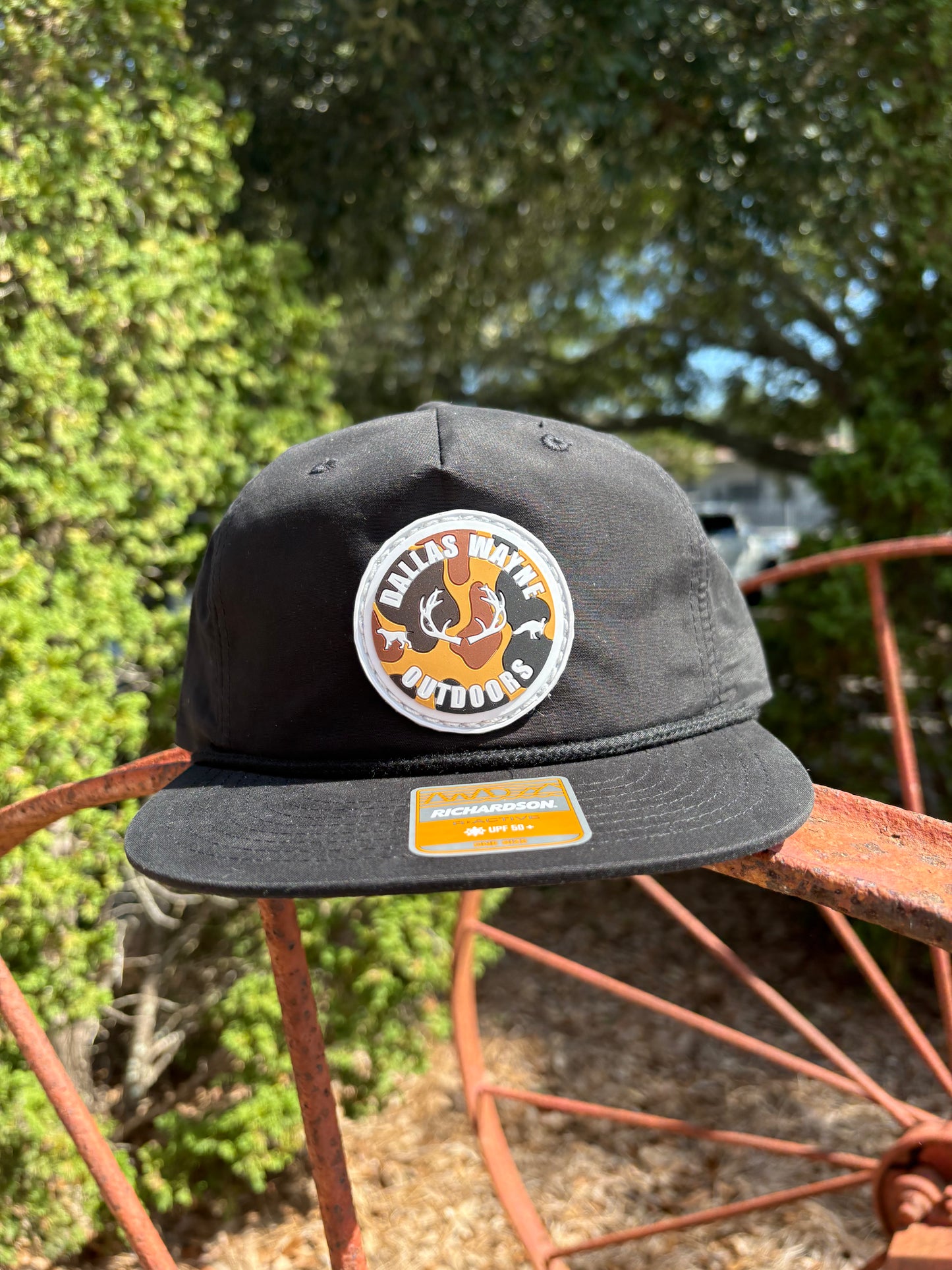 Outdoors PVC Circle Patch Hat - Old School Camo - Black & Black