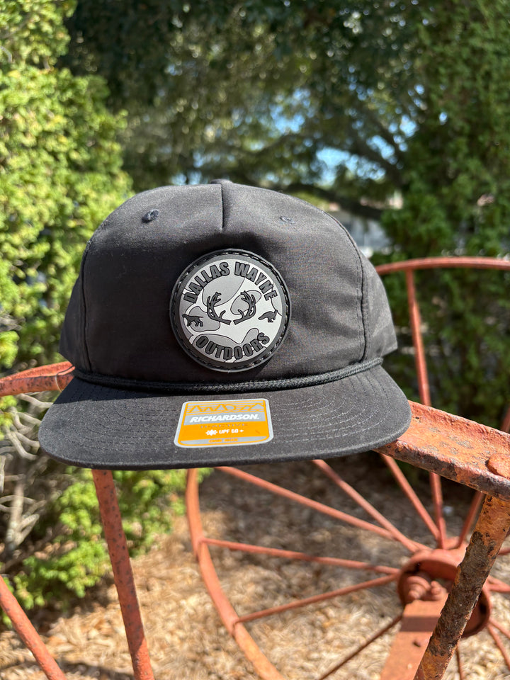 Outdoors PVC Circle Patch Hat - Gray Camo- Black & Black