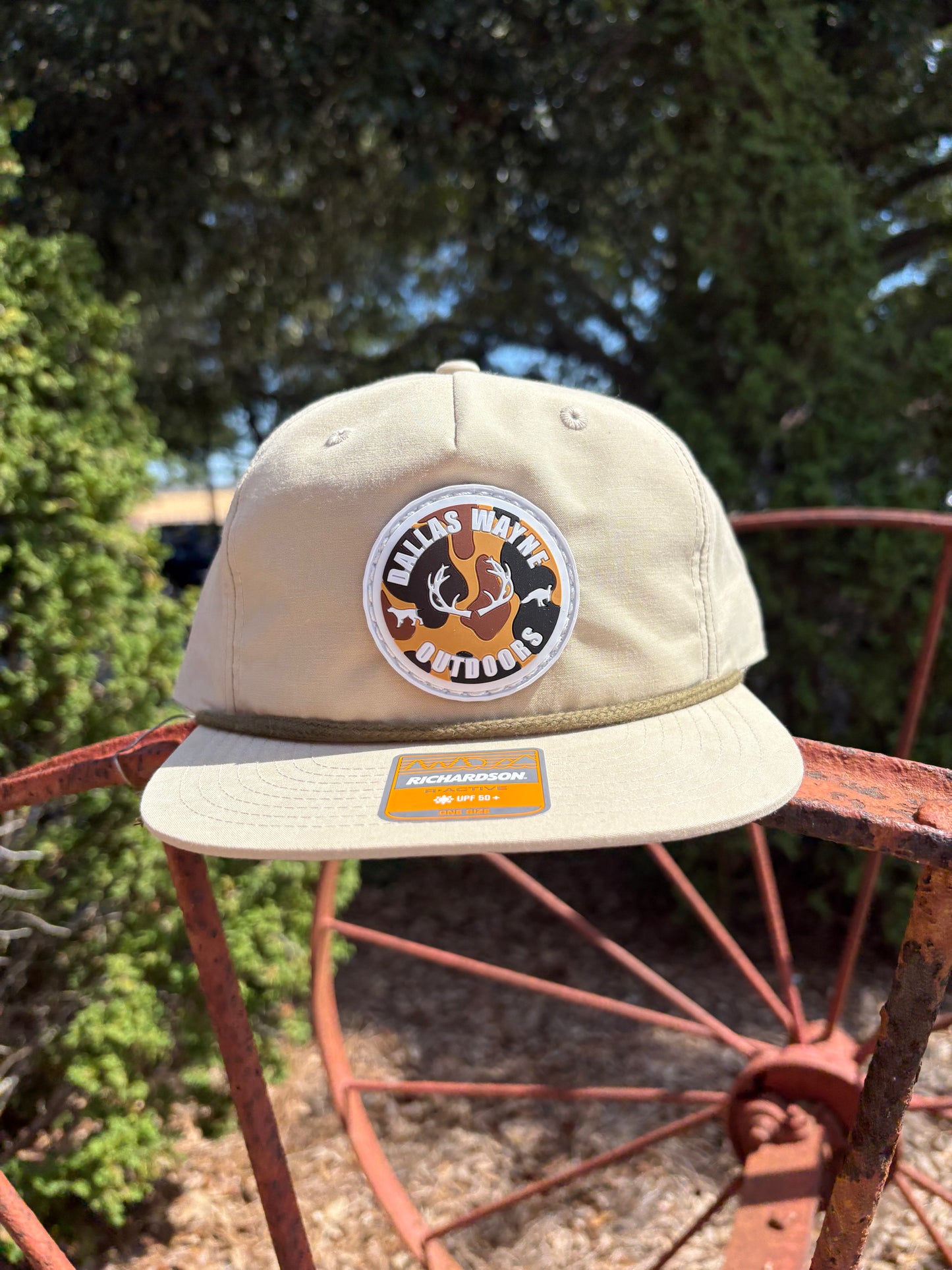 Outdoors PVC Circle Patch Hat - Old School Camo - Khaki & Loden