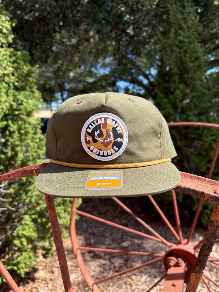 Outdoors PVC Circle Patch Hat - Old School Camo - Loden & Amber