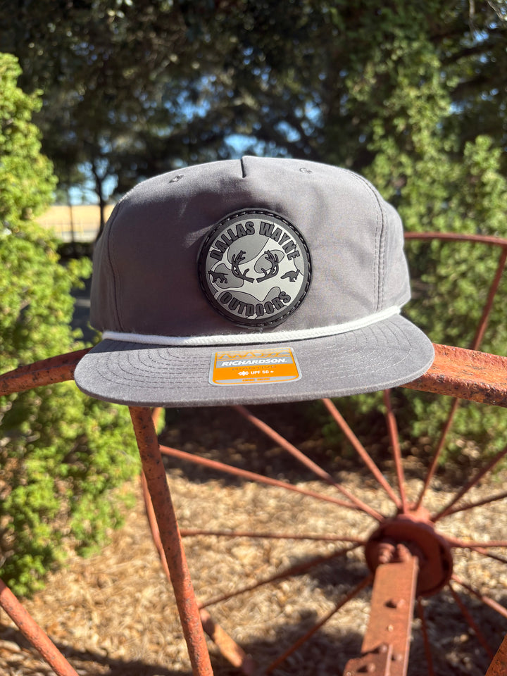 Outdoors PVC Circle Patch Hat - Gray Camo - Graphite & White