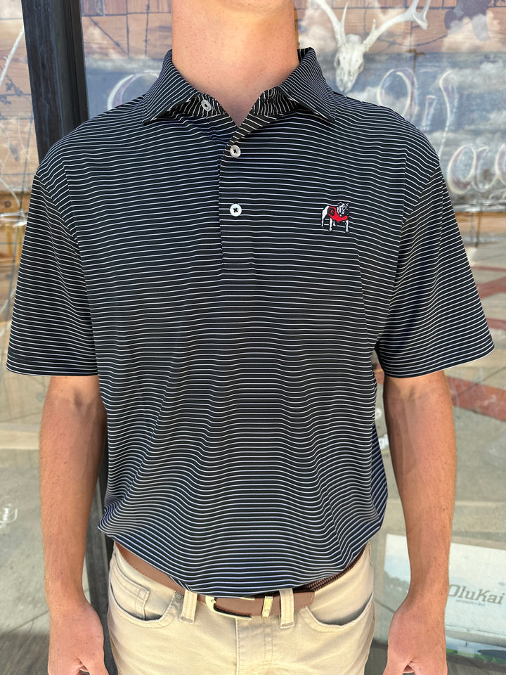 Standing Dawg Stripe Polo - Black/White