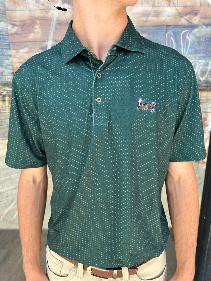 Double Quail Performance Polo - Hunter Green/Silver