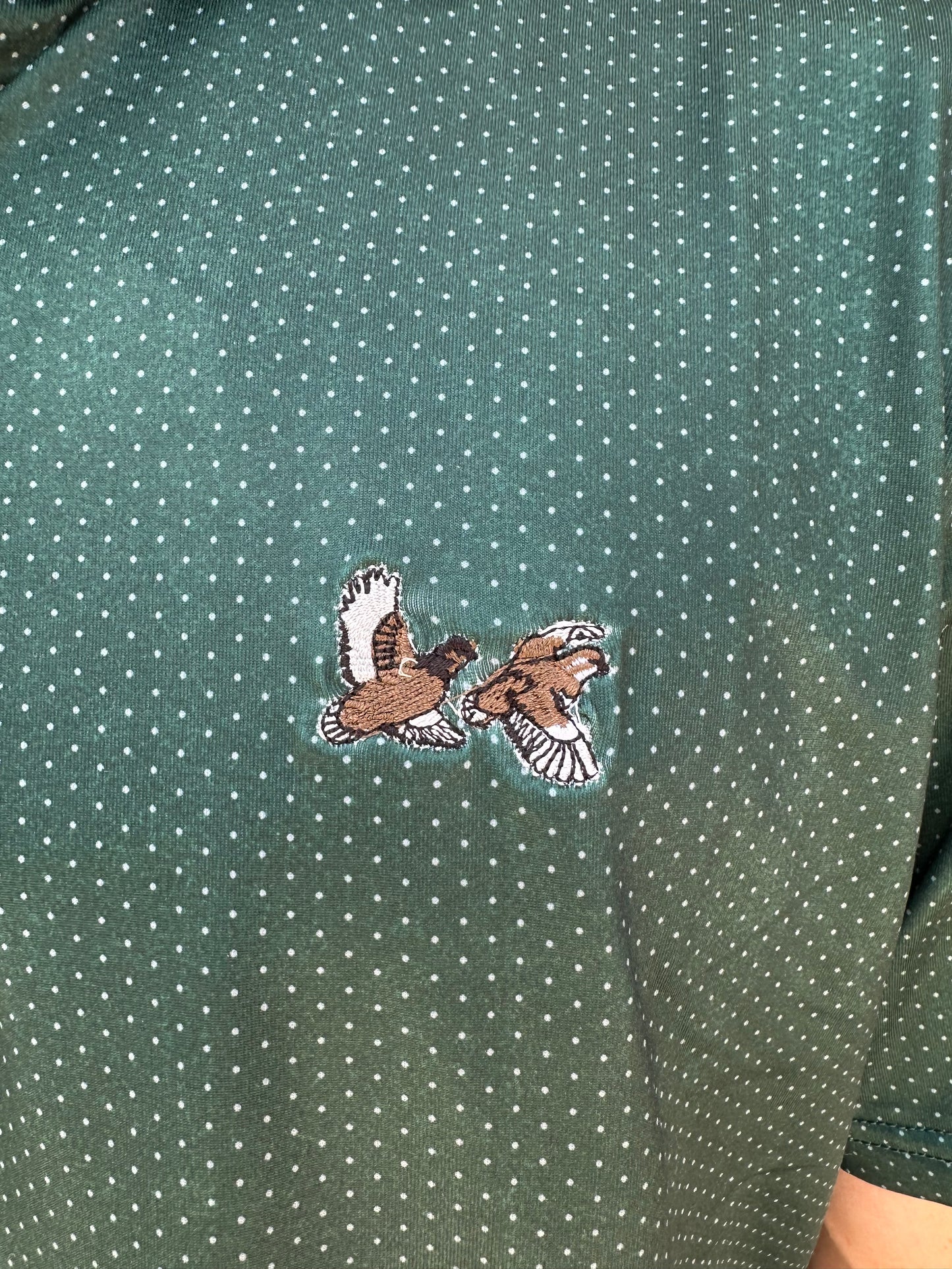 Double Quail Performance Polo - Hunter Green/Silver