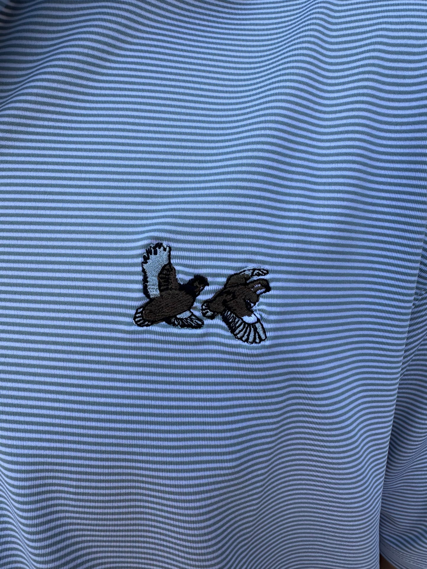 Double Quail Performance Stripe Polo - White/Silver