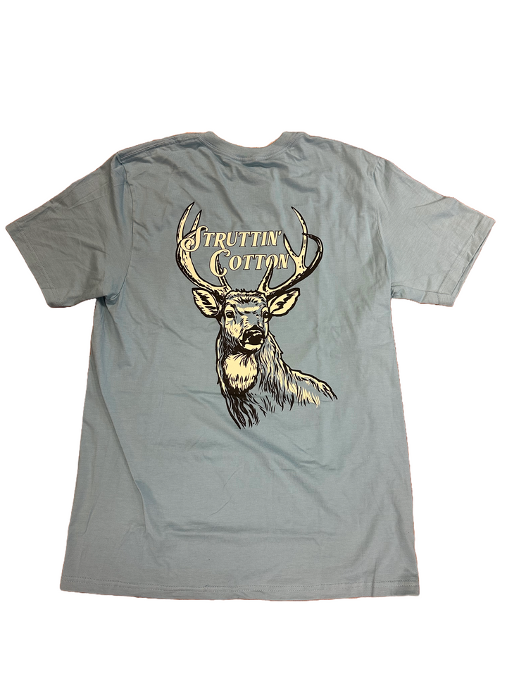Pencil Sketch Buck Tee - Beachwash Blue