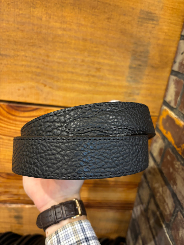 Richland - 1.5” Genuine Bison Scalloped Overlay Black Belt