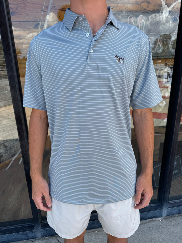 Pointer Performance Stripe Polo - Silver/White