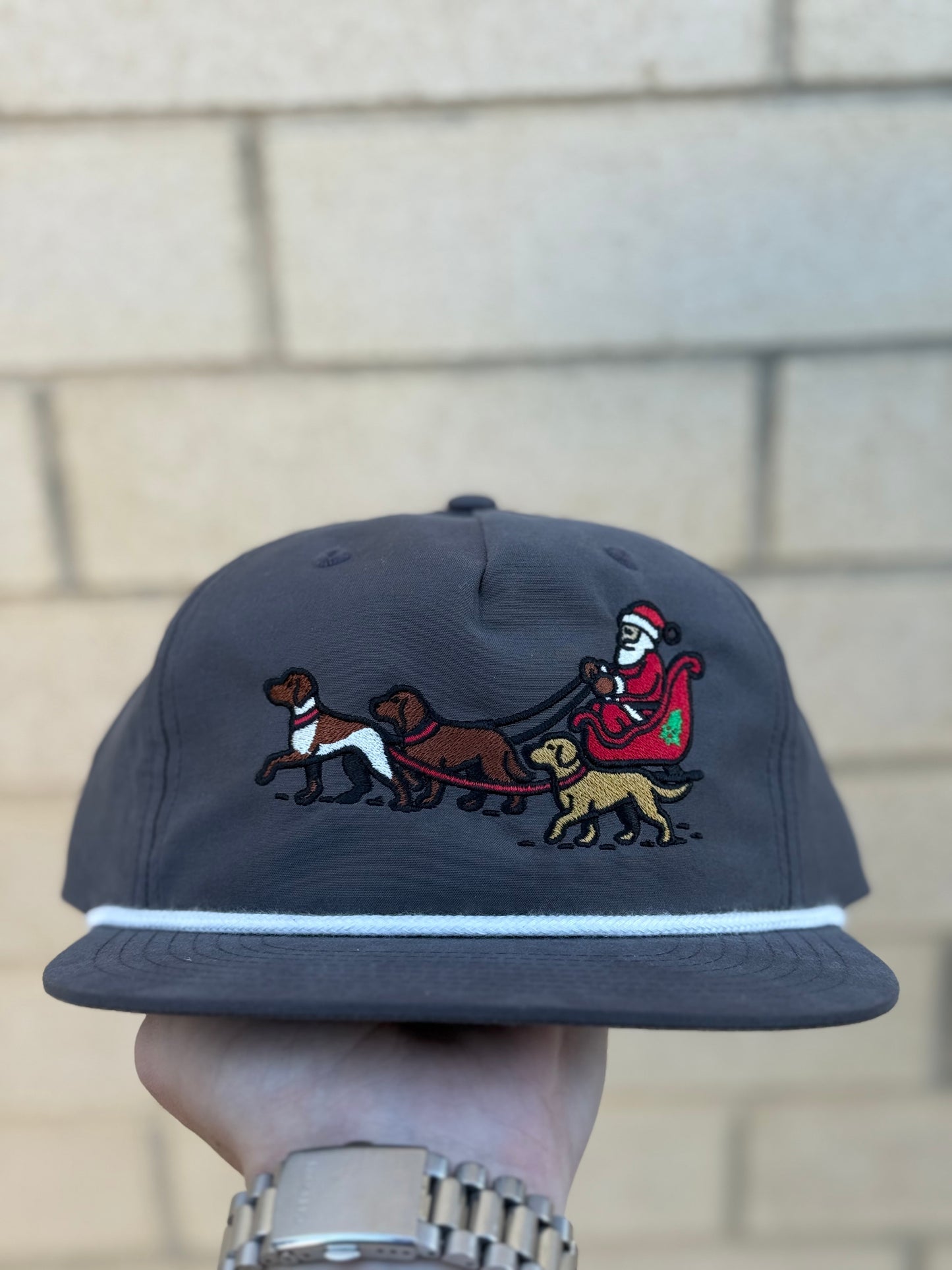 Holiday Hounds Rope Hat - Gray