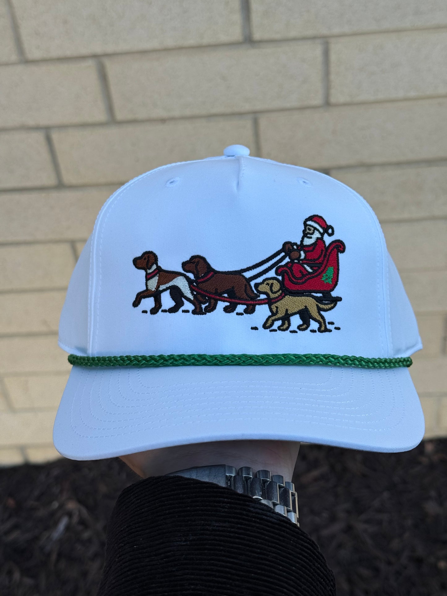 Holiday Hounds Rope Hat - White/Green