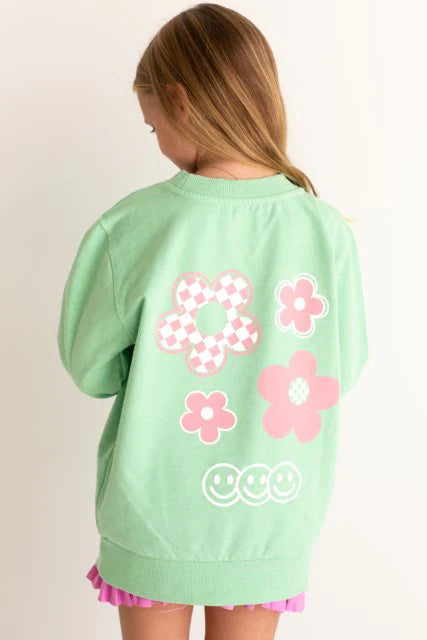 Youth Girls Puff Print Sweatshirt - Sour Apple