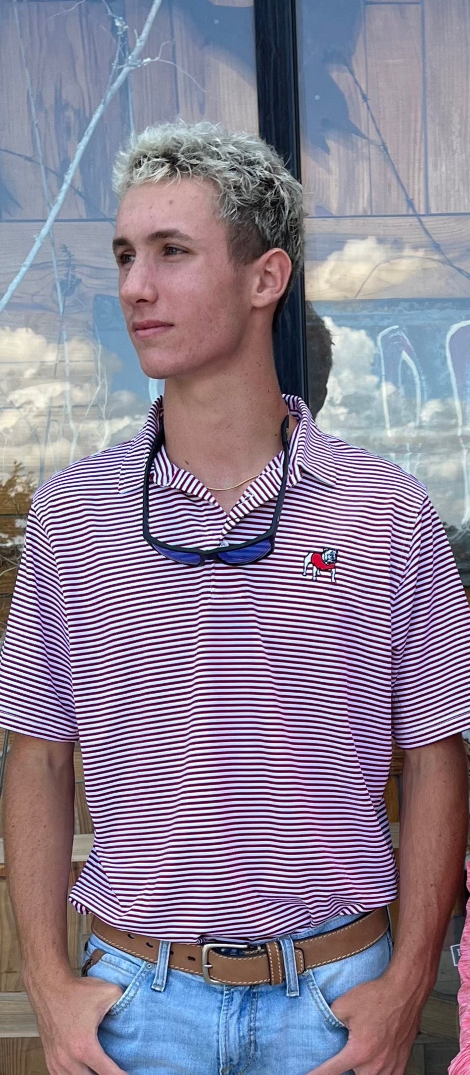 Victory Bell Stripe Performance Polo - Red, White & Black