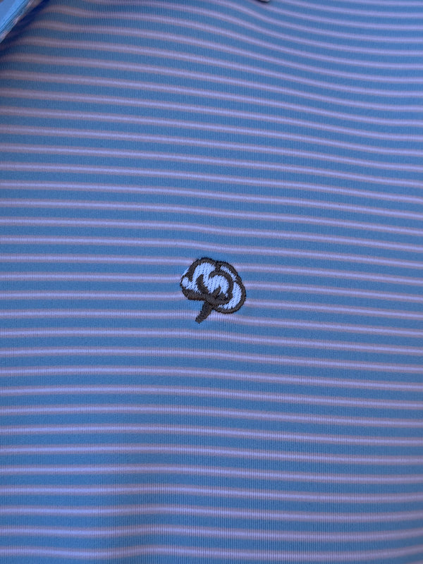 Cotton Performance Polo - Cornflower/Pink/White