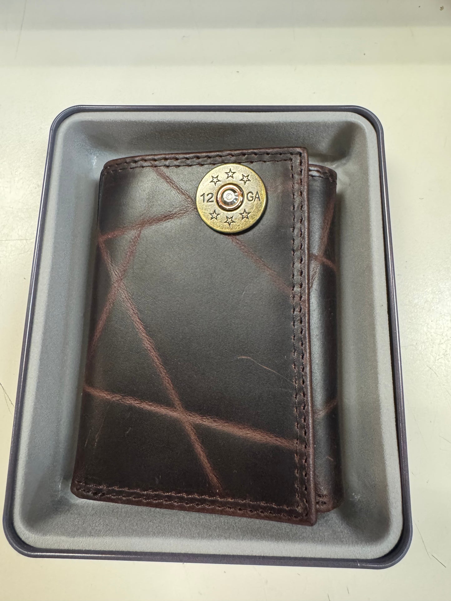 WRINKLED TRIFOLD WALLET - SHOT SHELL