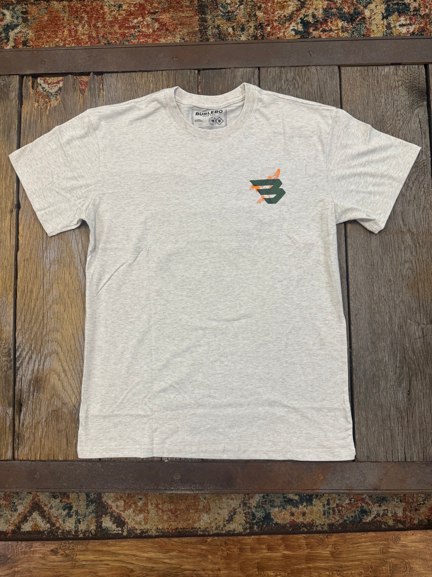 Short Sleeve Tee - Duck Flying B (Green) Logo - Oatmeal