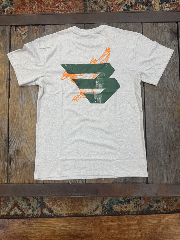 Short Sleeve Tee - Duck Flying B (Green) Logo - Oatmeal