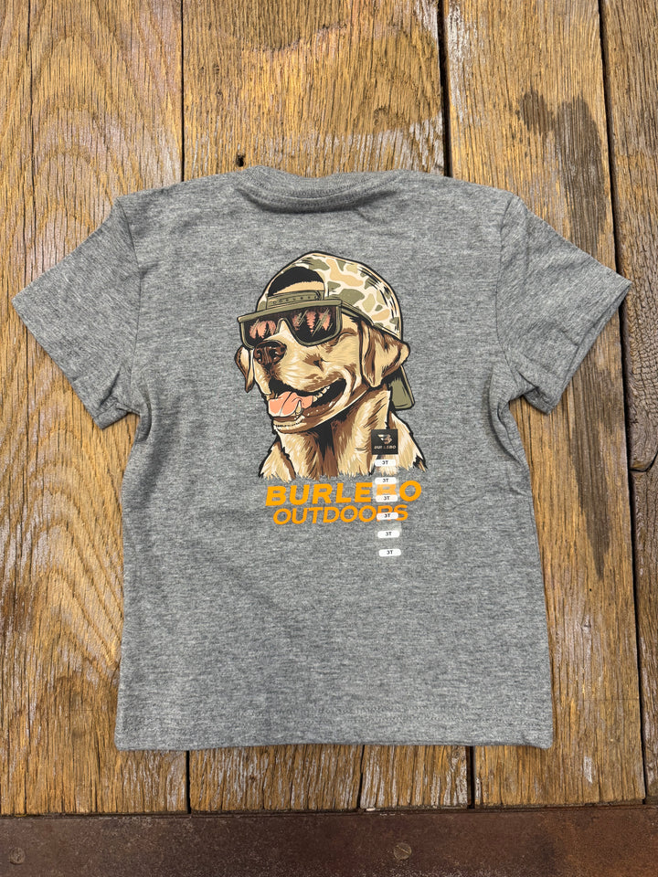 Youth Short Sleeve Tee - Mallard Camo Dog - Dark Heather Grey