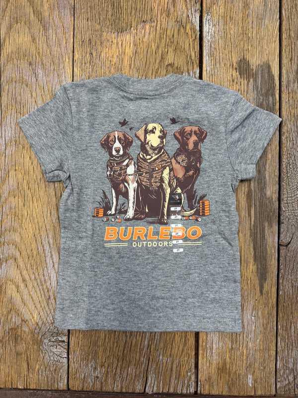 Youth Short Sleeve Tee - Camo Duck Dogs - Dark Heather Grey