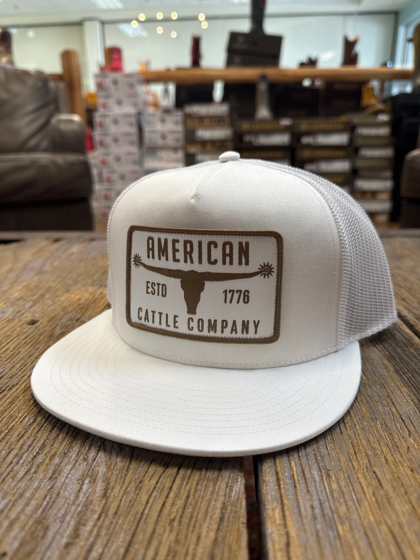 Bull Spurs Hat - Flat - White
