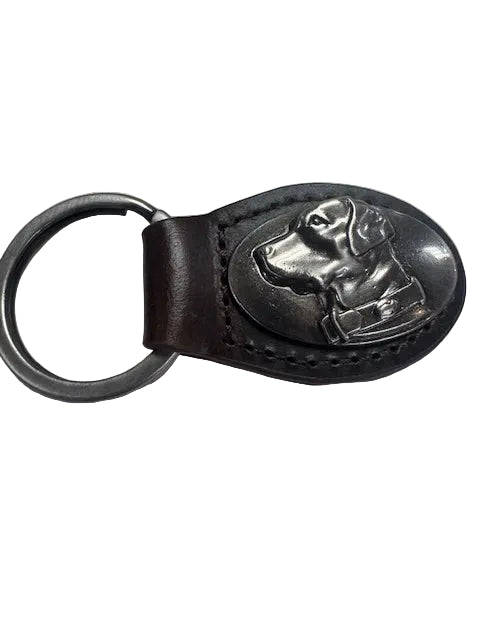 Brown Oval Lab Concho Key Fob
