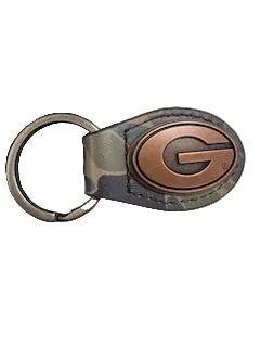 Camo Leather Key Fob - UGA Concho