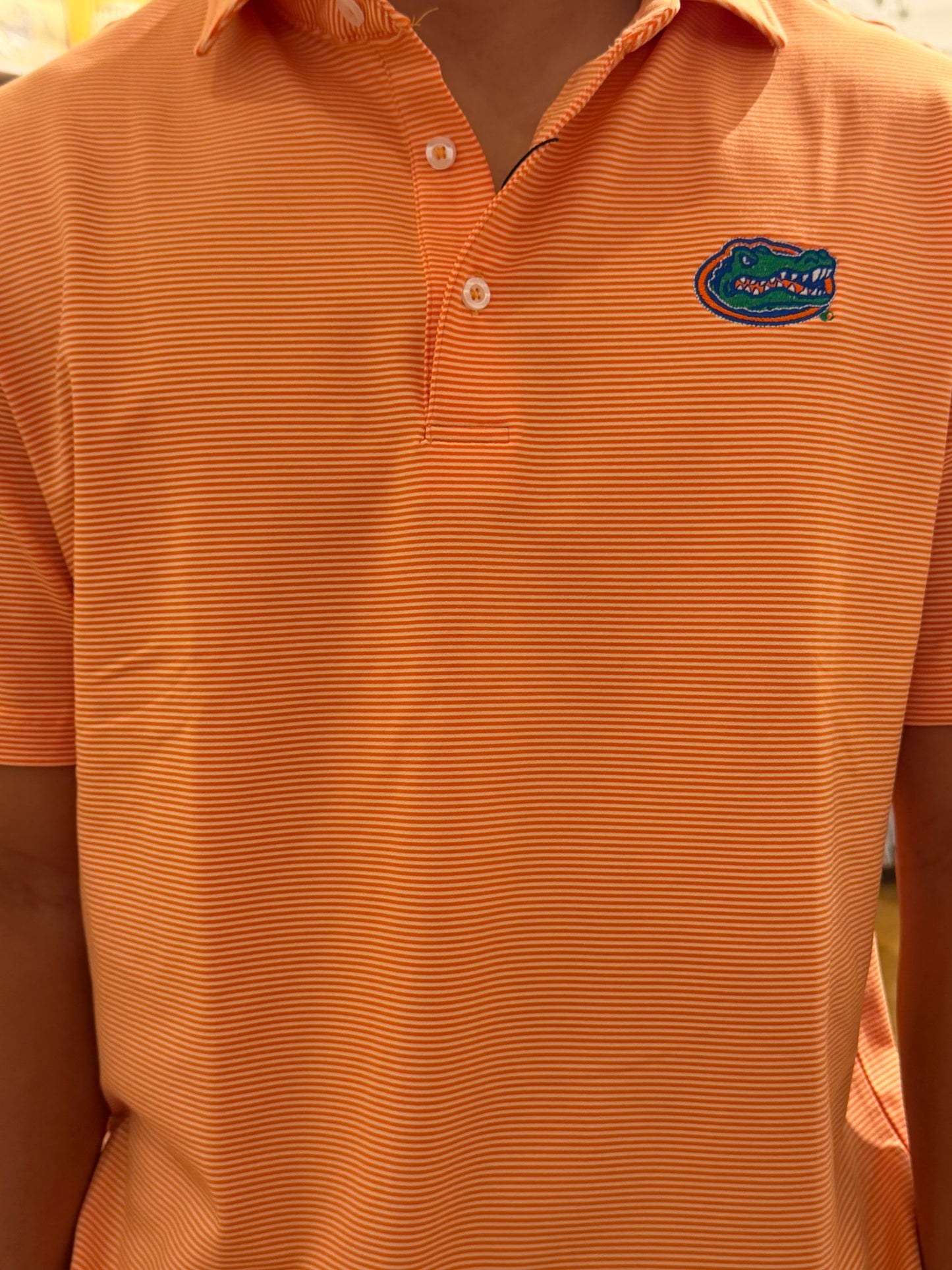 Dallas Wayne Gator Head Stripped Polo - Orange