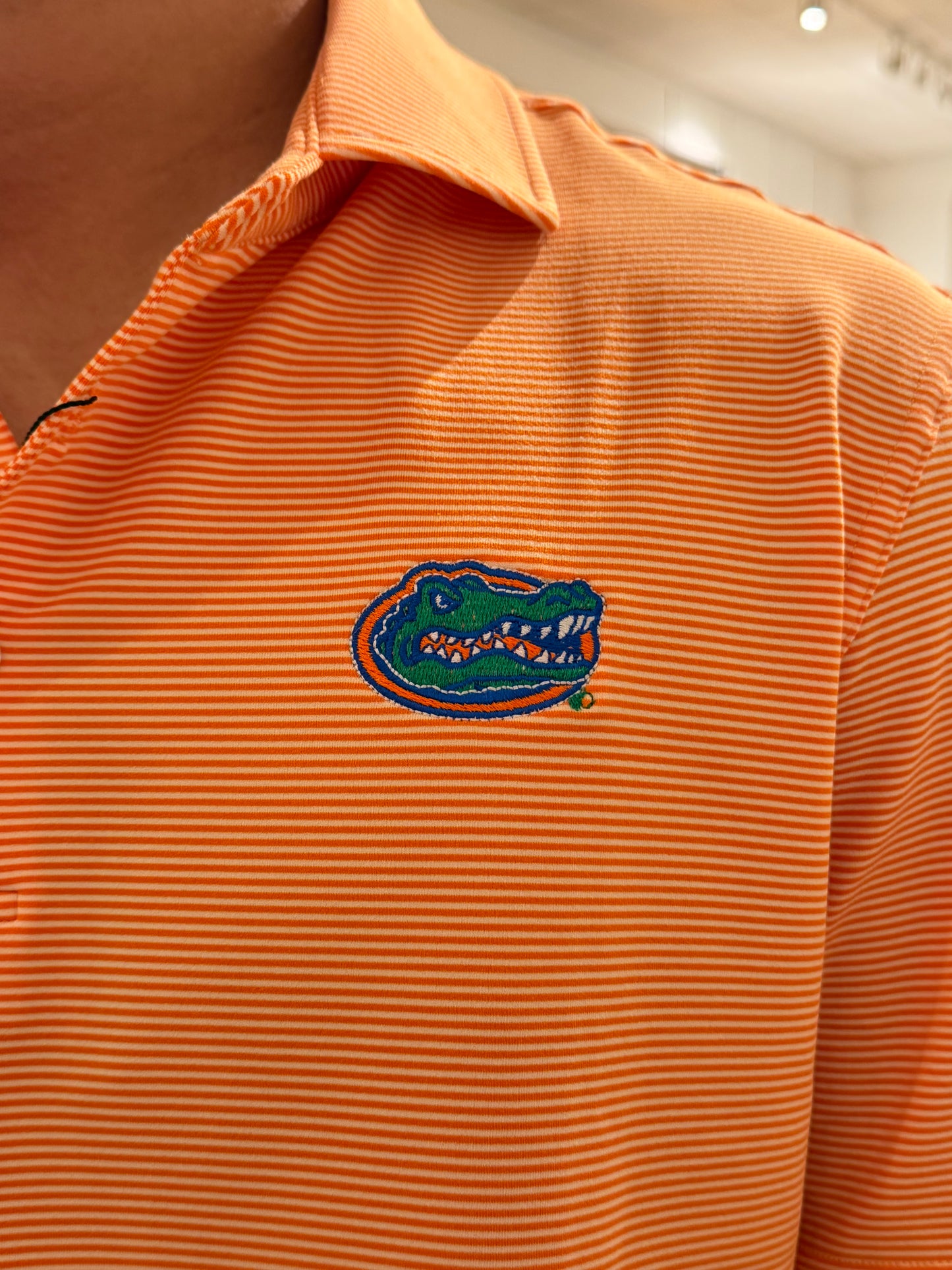 Dallas Wayne Gator Head Stripped Polo - Orange