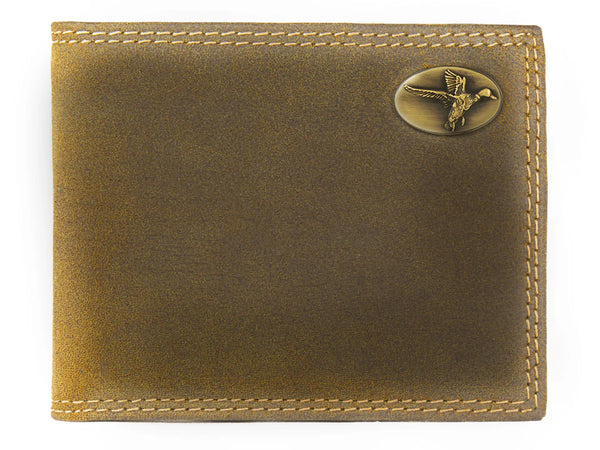 VINTAGE TAN PASSCASE WALLET - BRASS MALLARD
