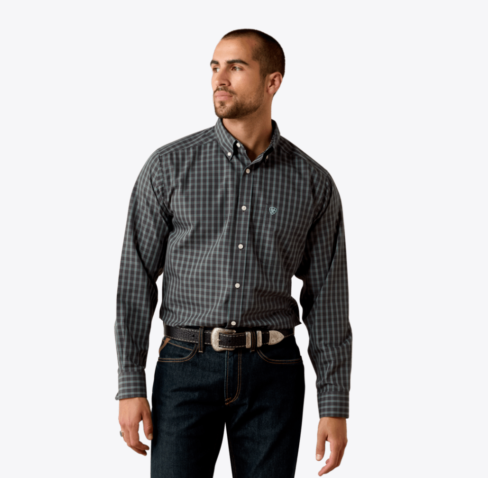 Wrinkle Free Barbary Classic Fit Shirt - Black Small Plaid