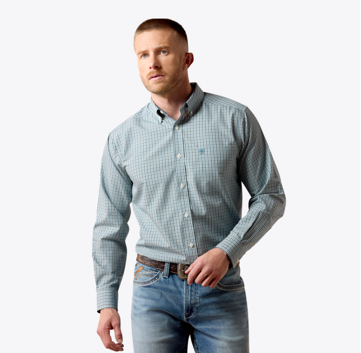 Wrinkle Free Barclay Classic Fit Shirt - Blue Steel Micro Multi Plaid