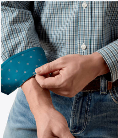Wrinkle Free Barclay Classic Fit Shirt - Blue Steel Micro Multi Plaid